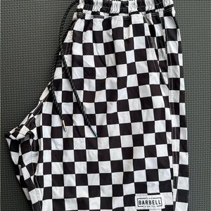 Black and White Checkered Men's Athletic Shorts